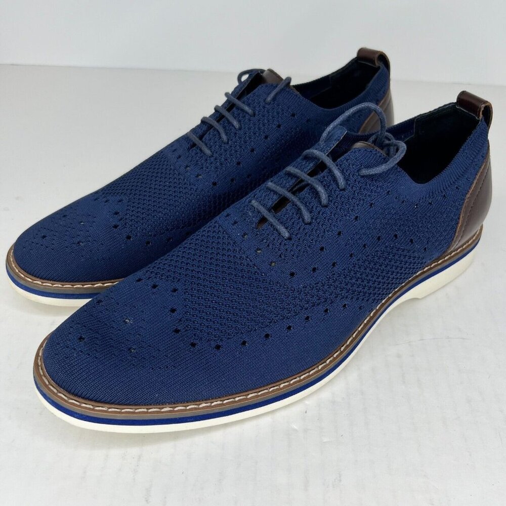 Aiden & Mason Mens AM-Albert3 Blue Oxford Wingtip Mesh Size 10.5M Casual Shoes